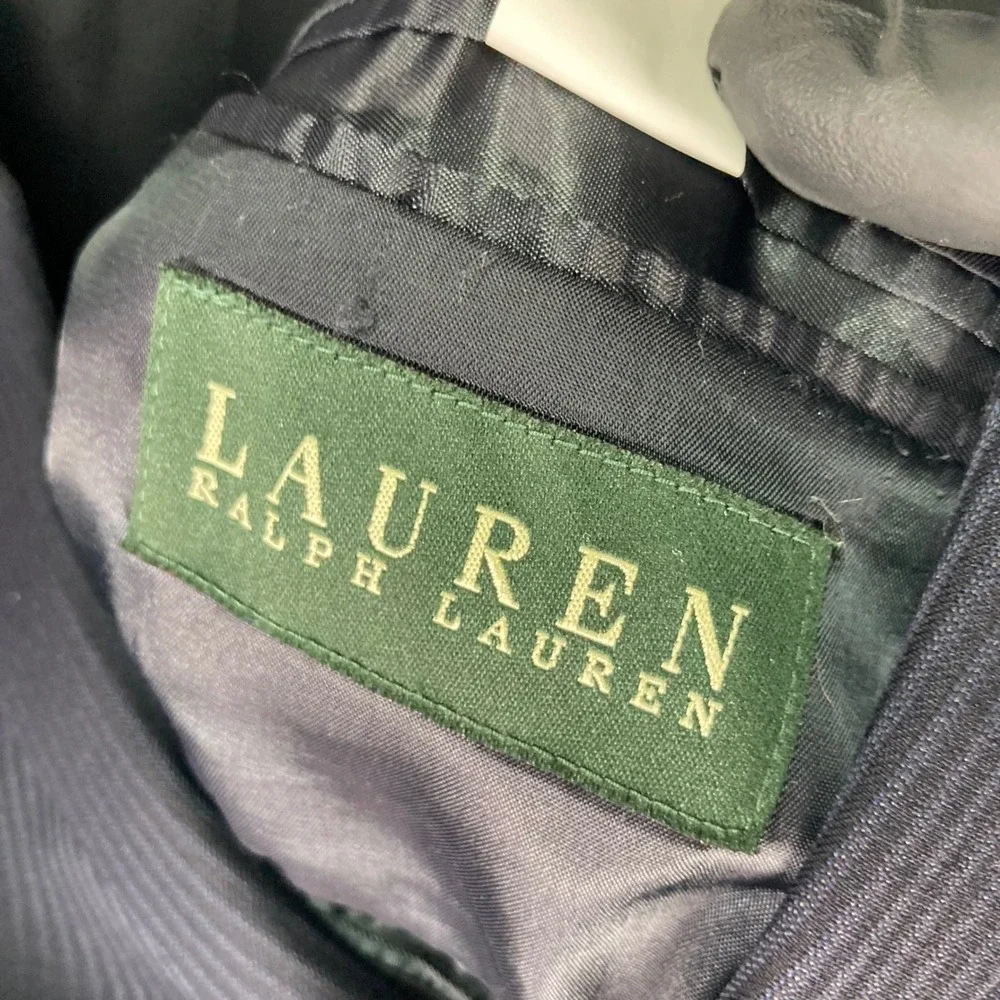 Lauren Ralph Lauren Mens 46L Navy Blue‎ Pinstripe 100% Wool Blazer Sport Coat - Picture 3 of 14